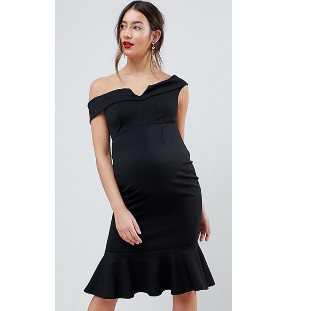 ASOS DESIGN Maternity scuba bardot dress
